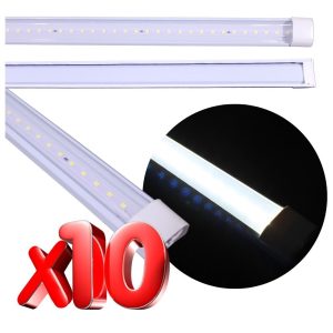 Paquete De 10 Regletas Tubo Led Con Conector Integrado 22w Color Blanco