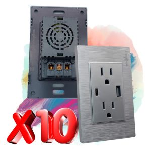 Alternative view of Pack De 10 Contacto Duplex Usb + C Doble 15a 125/250v Gris