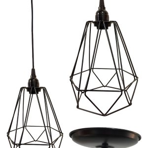 Diamante Negro Colgante Minimalista Herraje Vintage Completo