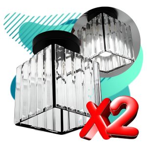 Paquete De 2 Lamparas De Techo Sobreponer De Cristal Cubo