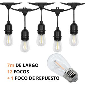 Alternative view of Serie De Luces Vintage Exterior Con Focos Renovables 7.5 Mts