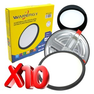 Paquete 10 Lamparas Empotrar Ajustable Led De 15w Filo Negro