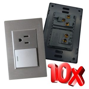 Alternative view of Paquete De 10 Placas Con Apagador Y Contacto Grafito Inox
