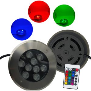 Lampara Sumergible 9w Rgb Led Piso Redonda