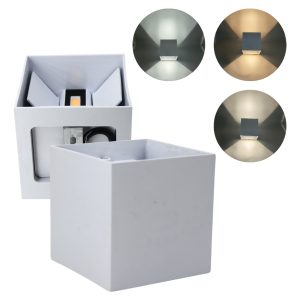 Lampara Led Arbotante Cubo Blanco Vintage 12w 3 Temperaturas