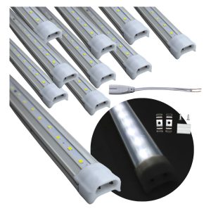 De 10 Regletas Tira Led 18w Completa Con Accesorios Luz Blanco Frío