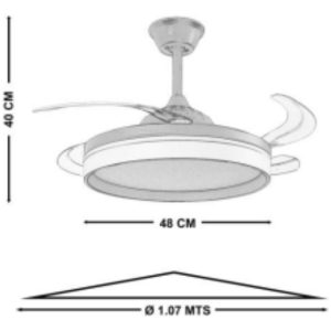 Alternative view of Lampara Ventilador Candil Slim Aspas Retractil 42 Control