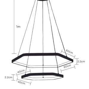 Alternative view of Lampara Colgante Doble Hexagono Moderno Candil Deco Silicon