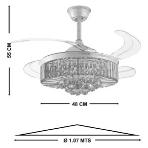 Alternative view of Ventilador Aspas Retractil Lámpara Led Control 3 Luces Smart