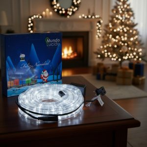 Manguera Navideña Blanca Led 10 Mts 4 Cambios P/ Exterior