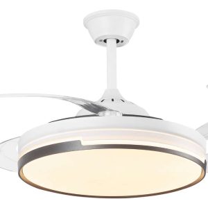 Ventilador De Aspas Retractil Y Lámpara Led Control 3 Luces