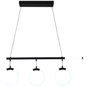 Candil Negro Colgante Triple Aro Neon Vintage Completo