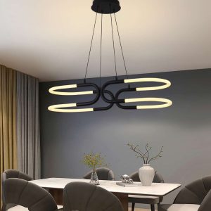 Candil Negro Colgante Neon Strip Vintage Completo