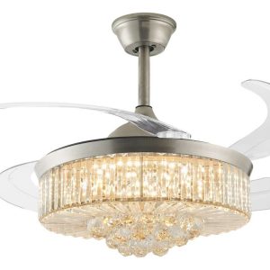 Ventilador Aspas Retractil Lámpara Led Control 3 Luces Smart