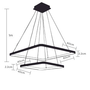 Alternative view of Lampara Colgante Moderno Doble Rombo Candil Castle Silicon