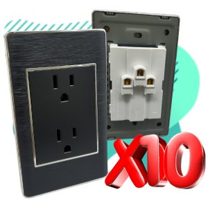 Alternative view of Paquete 10 Contactos Duplex Con Placa Filo Cromo Completos