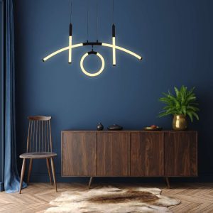 Alternative view of Candil Negro Colgante Neon Aro Shol Vintage Completo