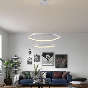 Lampara Colgante Doble Hexagono Moderno Candil Deco Silicon