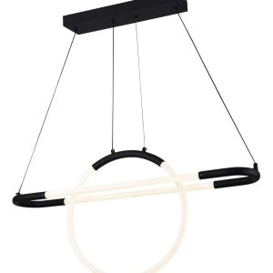 Candil Negro Colgante Aro Neon Doble Vintage Completo