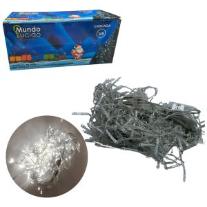 Serie Cascada Navidad De 300led 6mt Blanco Frio 8 Efectos.