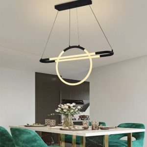 Alternative view of Candil Negro Colgante Aro Neon Doble Vintage Completo