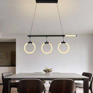 Alternative view of Candil Negro Colgante Triple Aro Neon Vintage Completo