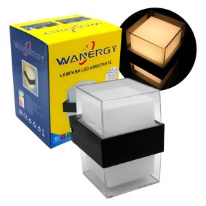Lampara Arbotante Doble Luz Cubo Vintage Elegante Exterior Color Negro