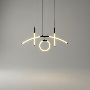 Candil Negro Colgante Neon Aro Shol Vintage Completo