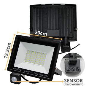 Alternative view of Reflector Led 50w Con Sensor De Movimiento Megaluz Seguridad Color De La Carcasa Negro Color De La Luz Blanco Frío 85/265v
