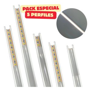 Alternative view of Pack 5 Perfil Aluminio Con Tira Led Mica Blanca 1.5m