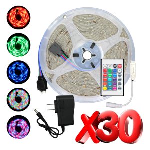 Alternative view of 30 Tiras Rgb Kit 3528 De 5 Mts Con Control Y Eliminador